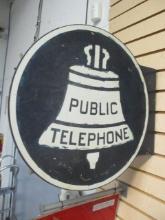 Old Public Telephone Flange Double Sided Sign