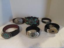 Six Leather Western Style Ladies Belts