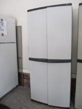 Grey Workforce Heavy Duty Plastic Double Door Storage Cabinet and Contents