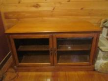 Oak Media Console with Glass Doors