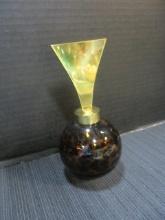 Art Deco Animal Print Glass and Brass Perfume Decanter