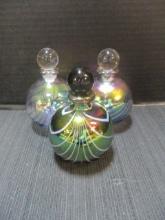 3 Glass Art Studio Blown Glass Perfume Decanters