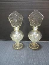 Pair of Art Deco Cut Glass Perfume Decanters