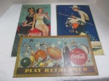 3 Coca-Cola Reproduction Metal Advertising Signs