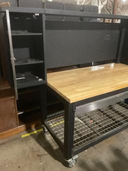 Whalen Storage Wood & Metal Mobile Workbench w/ Locking Cabinets - Mounting Hardware included