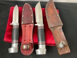 Pair of Vintage Remington Fixed Blade Knives, 1x RH-31 & 1x RH-134 w/ leather sheaths