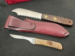 Pair of Vintage Remington Fixed Blade Knives, 1x RH-4 w/ sheath & 1x RH-65 Kleanblade