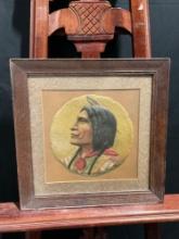 Framed Antique Embossed Native American Portrait