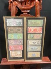 2 x Framed Vintage & Antique Bank notes from Various country's See pics
