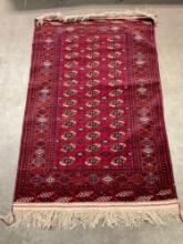 Antique Persian or Afghani Hand Woven Red & White Wool Tapestry Rug w/ Intricate Pattern. See pics.