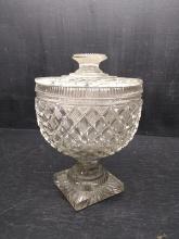 Antique Lead Crystal Diamond Point Candy Dish