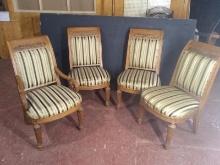 Set 4 Heavily Carved Upholstered Dining Chairs