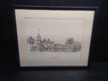Artwork-Framed and Matted Pen & Ink-The Jekyll ISland Club by George Williams 1991 11/100