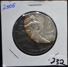 2005 AMERICAN SILVER EAGLE WITH GREAT TONING