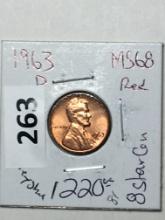 1963 D Lincoln Memorial Cent Coin 