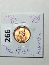 1956 D Lincoln Wheat Cent Coin 