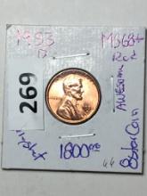 1953 D Lincoln Wheat Cent Coin 