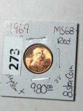 1969 S Lincoln Memorial Cent Coin 