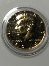 1974 P Kennedy Half Dollar 24kt Gold Plated Coin In Display Box