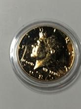 1985 P Kennedy Half Dollar 24kt Gold Plated Coin In Display Box