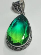 .925 A A A 2" Beautiful Faceted Green Peridot Detailed Pendant 