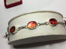 .925 Plate 7" A A A Bi Color Pinks Peach Link Bracelet On .925 Toggle Clasp *see Matching Pendant*