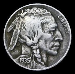 1935-d Buffalo Nickel 5c Grades vf++