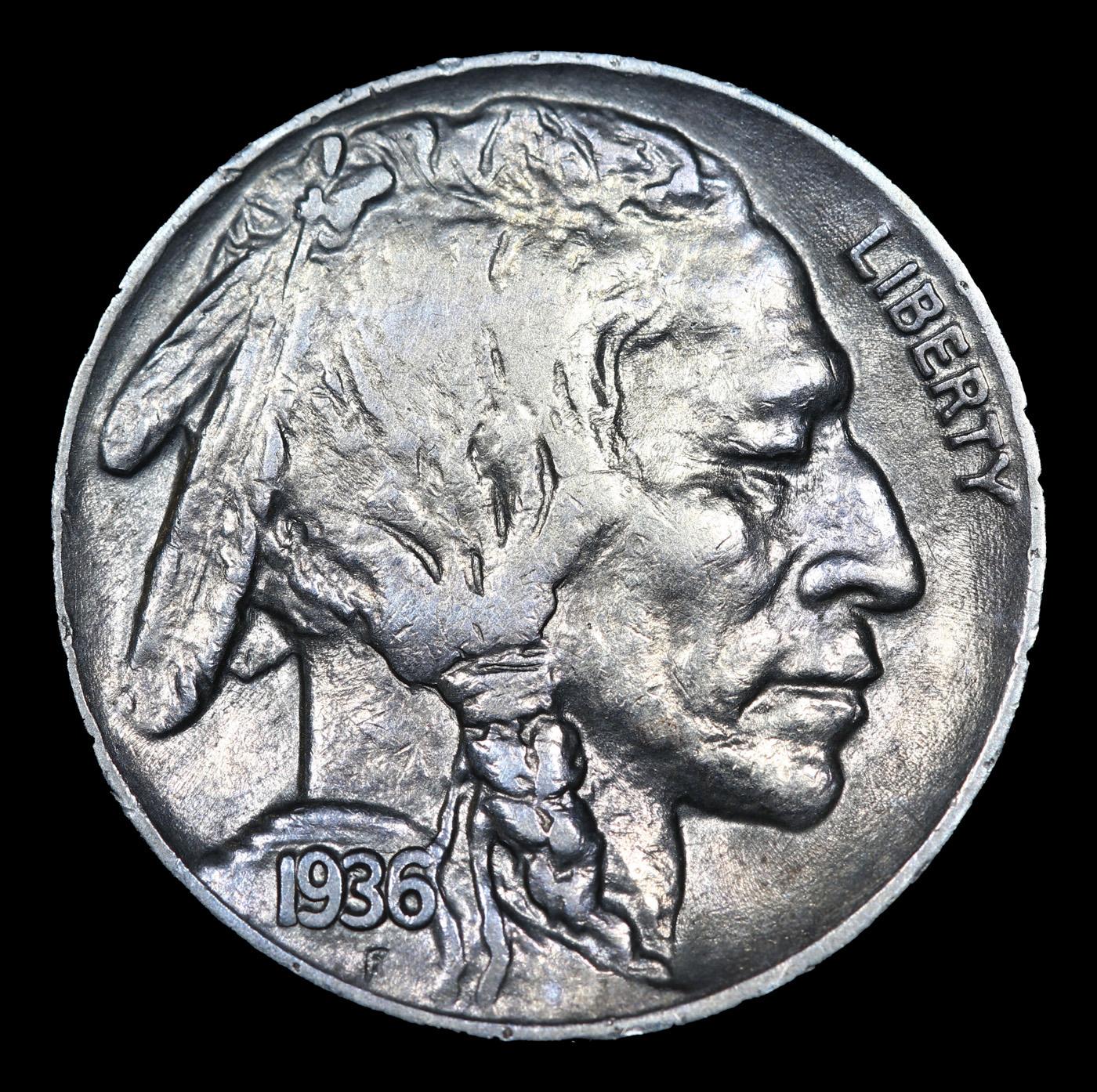 1936-p Buffalo Nickel 5c Grades AU, Almost Unc