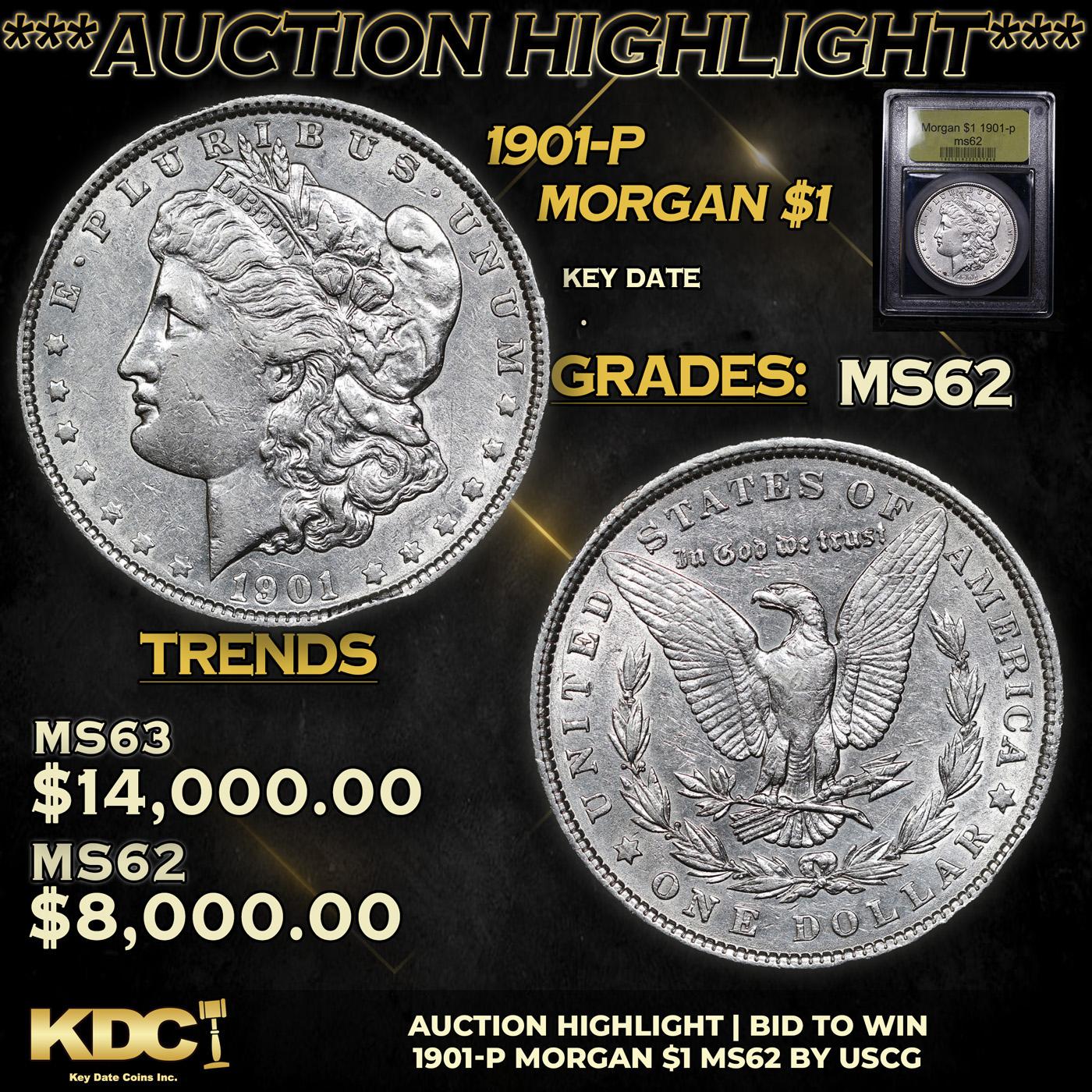 ***Auction Highlight*** 1901-p Morgan Dollar 1 Graded Select Unc By USCG (fc)