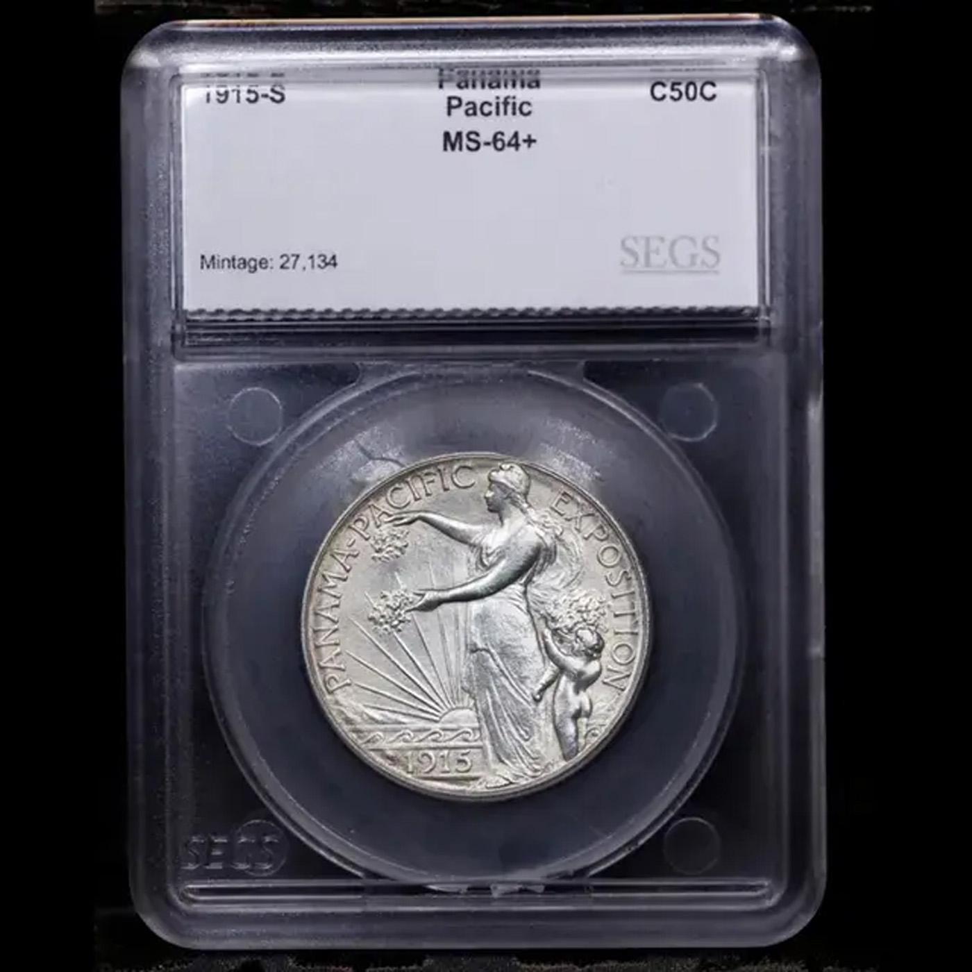 ***Auction Highlight*** 1915-s Panama Pacific Old Commem Half Dollar 50c Graded ms64+ BY SEGS (fc)