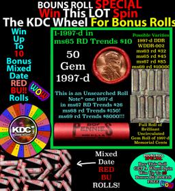 *BOGO* Buy This Great BU Red, 1997-d Shotgun Lincoln 1c Roll & Get 1 BU RED ROLL FREE. WOW!!! *BOGO*