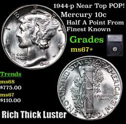 1944-p Mercury Dime Near TOP POP! 10c Graded ms67+ By SEGS