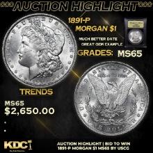 ***Auction Highlight*** 1891-p Morgan Dollar $1 Graded GEM Unc BY USCG (fc)