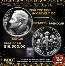 Proof ***Auction Highlight*** 1956 Roosevelt Dime TOP POP! 10c Graded pr69 DCAM By SEGS (fc)