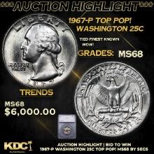 ***Auction Highlight*** 1967-p Washington Quarter TOP POP! 25c Graded ms68 BY SEGS (fc)