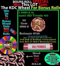 CRAZY Penny Wheel Buy THIS 1960-d solid Red BU Lincoln 1c roll & get 1-10 BU Red rolls FREE WOW