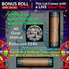 1-5 FREE BU Jefferson rolls with win of this 2010-d solid BU Jefferson 5c $2 Nickel roll & get 1-5 B