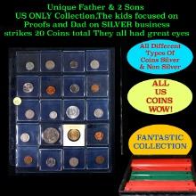 Unique Father & 2 Sons US ONLY Collection,The kids focused on Proofs and Dad on SILVER business stri