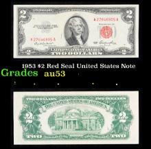 1953 $2 Red Seal United States Note Grades Select AU