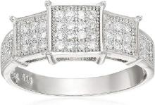 Decadence Sterling Silver Pave 3 Tier Ring Size 9