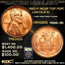 ***Auction Highlight*** 1952-p Lincoln Cent Near Top Pop! 1c Graded GEM++ RD By USCG (fc)