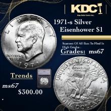 1971-s Silver Eisenhower Dollar $1 Graded ms67 BY SEGS