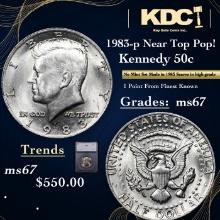 1983-p Kennedy Half Dollar Near Top Pop! 50c Graded ms67 BY SEGS