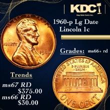 1960-p Lg Date Lincoln Cent 1c Grades GEM++ RD