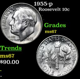 1955-p Roosevelt Dime 10c Grades GEM++ Unc