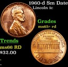 1960-d Sm Date Lincoln Cent 1c Grades Gem+ Unc RD