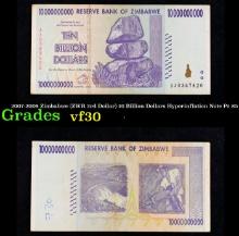 2007-2008 Zimbabwe (ZWR 3rd Dollar) 10 Billion Dollars Hyperinflation Note P# 85 Grades vf++