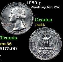 1989-p Washington Quarter 25c Grades GEM+ Unc