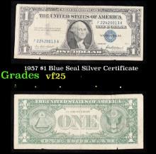 1957 $1 Blue Seal Silver Certificate Grades vf+