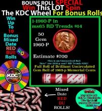 CRAZY Penny Wheel Buy THIS 1960-p solid Red BU Lincoln 1c roll & get 1-10 BU Red rolls FREE WOW Grad